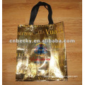 OEM service!! metallic glossy gold film laminated pp non woven shopping bag